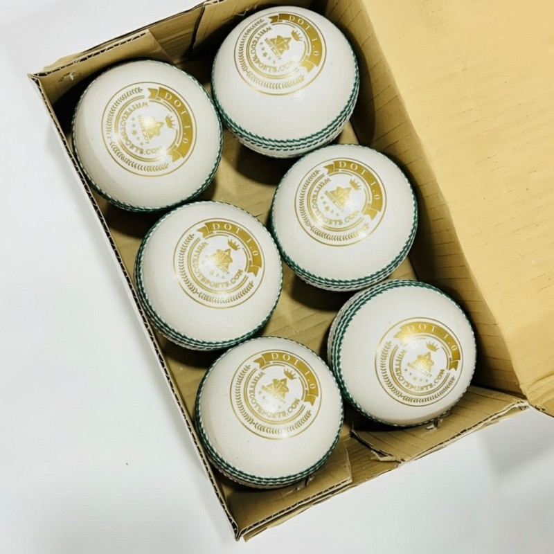 Whitedot Dot 1.0 White Cricket Leather Ball - 20 Over Whitedot Dot 1.0 White Cricket Leather Ball - 20 Over