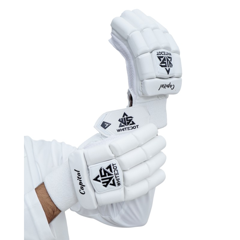 Whitedot Capital White Cricket Batting Gloves