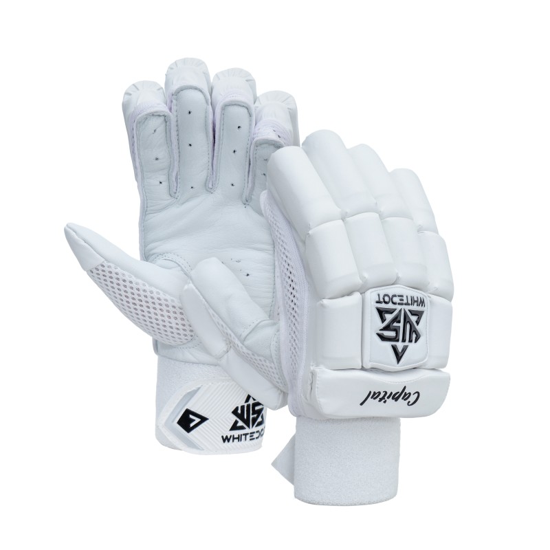 Whitedot Capital White Cricket Batting Gloves