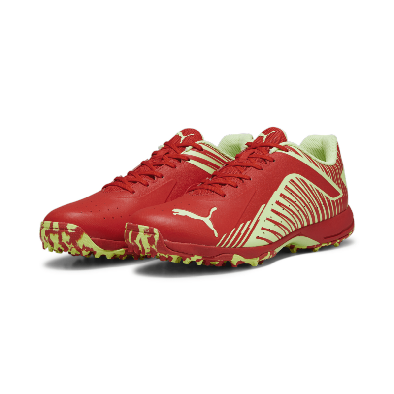 Puma 22 FH Rubber Unisex Cricket Shoes - PUMA Red-Speed Green Puma 22 FH Rubber Unisex Cricket Shoes - PUMA Red-Speed Green