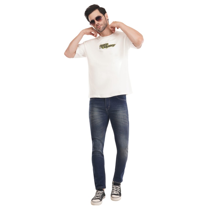 Whitedot Space odyssey Cotton Tshirt - White Drop Shoulder 
