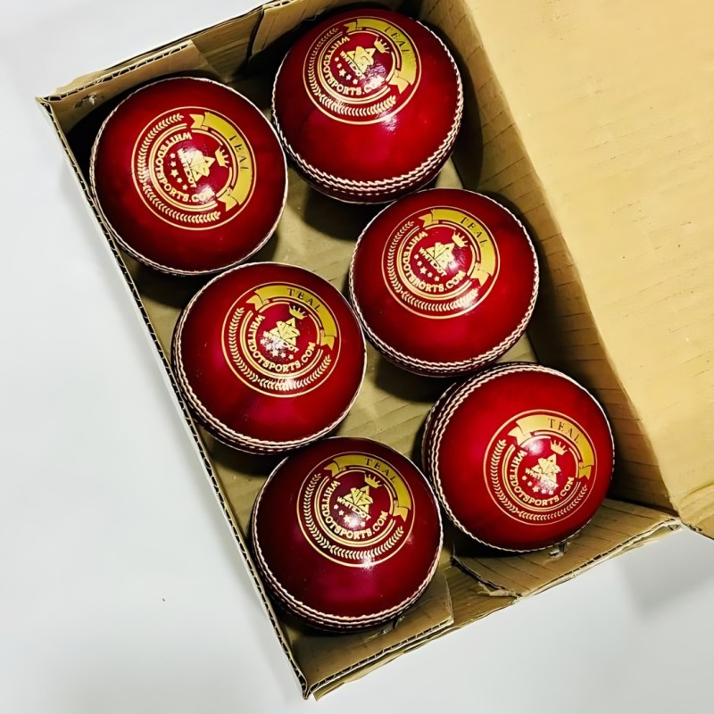 Whitedot Teal Red Cricket Leather Ball - 10 Over Whitedot Teal Red Cricket Leather Ball - 10 Over