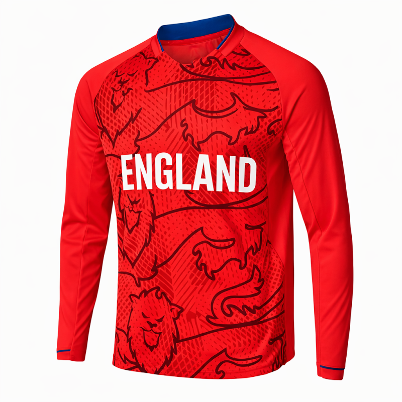 England Red 2022 T20 World Cup Full Sleeves Cricket Fan Jersey - 100% Dryfit Polyester - With Name Personalization England Red 2022 T20 World Cup Full Sleeves Cricket Fan Jersey - 100% Dryfit Polyester - With Name Personalization
